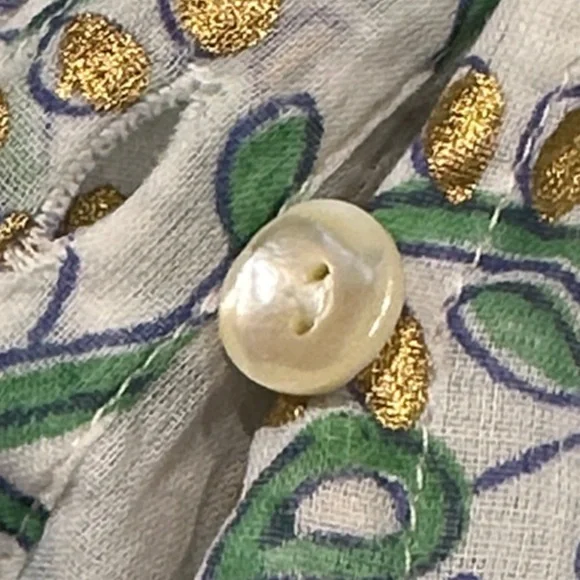 OLIPHANT design ruffle collar mini marseille Floral gold Dress S NWOT romantic - Picture 9 of 11